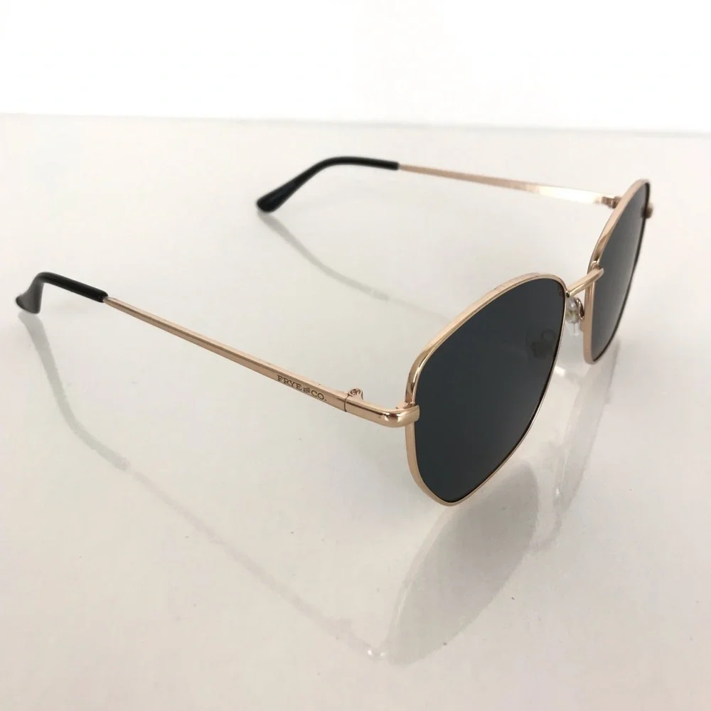 Frye and Co. Women's Gold Toned Aviator Sunglasses Metal Frames